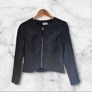 Rhyme LA Black Textured Embossed Zip Front Jacket M